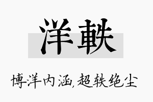 洋轶名字的寓意及含义