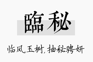 临秘名字的寓意及含义