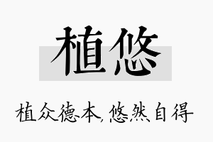 植悠名字的寓意及含义