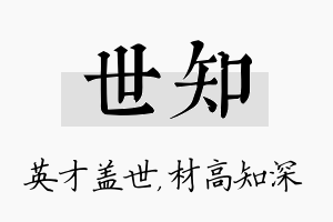 世知名字的寓意及含义