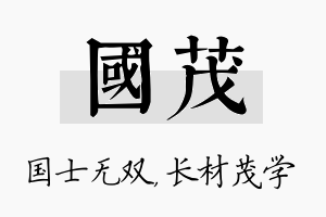 国茂名字的寓意及含义