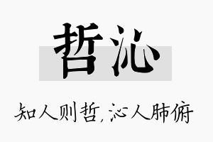 哲沁名字的寓意及含义