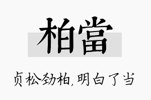 柏当名字的寓意及含义