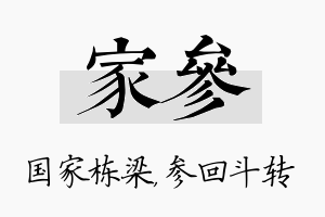 家参名字的寓意及含义