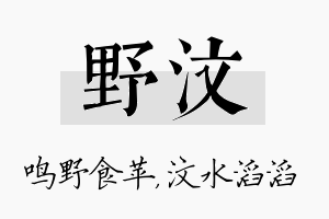 野汶名字的寓意及含义