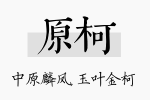 原柯名字的寓意及含义