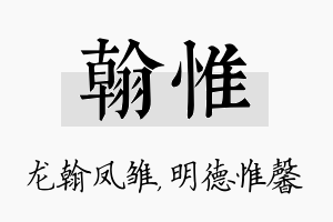 翰惟名字的寓意及含义