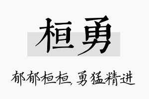 桓勇名字的寓意及含义