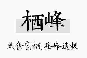 栖峰名字的寓意及含义