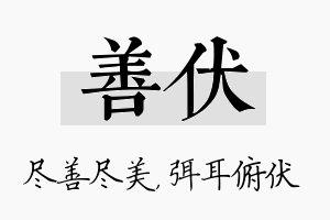 善伏名字的寓意及含义