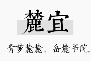 麓宜名字的寓意及含义