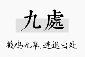 九处名字的寓意及含义