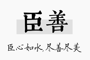 臣善名字的寓意及含义