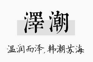 泽潮名字的寓意及含义