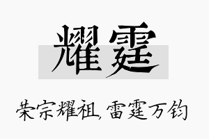 耀霆名字的寓意及含义