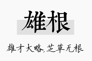 雄根名字的寓意及含义