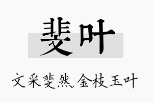 斐叶名字的寓意及含义