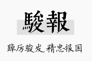 骏报名字的寓意及含义