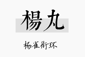 杨丸名字的寓意及含义