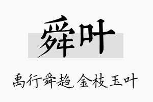 舜叶名字的寓意及含义