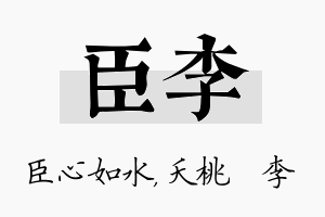 臣李名字的寓意及含义