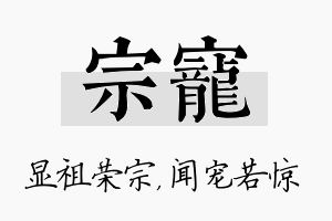 宗宠名字的寓意及含义