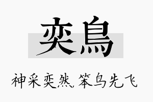 奕鸟名字的寓意及含义