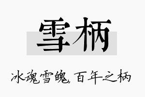 雪柄名字的寓意及含义