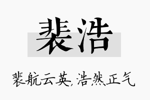 裴浩名字的寓意及含义