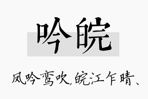 吟皖名字的寓意及含义