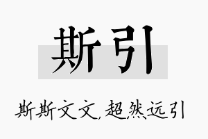 斯引名字的寓意及含义