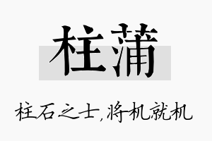 柱蒲名字的寓意及含义