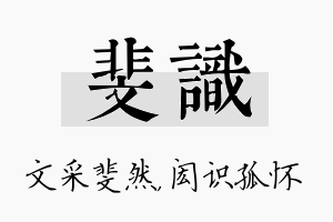 斐识名字的寓意及含义