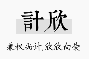 计欣名字的寓意及含义