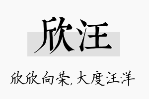 欣汪名字的寓意及含义