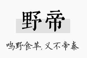 野帝名字的寓意及含义