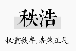 秩浩名字的寓意及含义