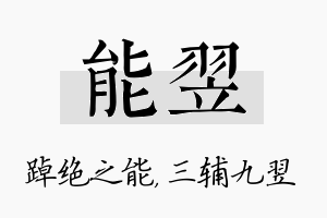 能翌名字的寓意及含义