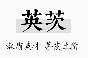 英茨名字的寓意及含义