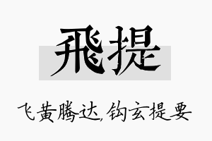 飞提名字的寓意及含义