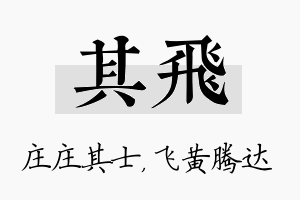 其飞名字的寓意及含义