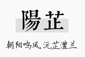 阳芷名字的寓意及含义