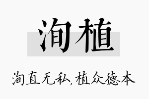 洵植名字的寓意及含义