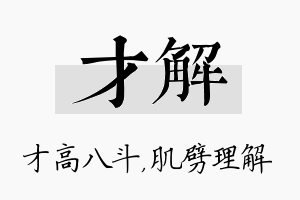 才解名字的寓意及含义