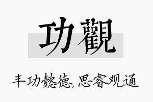 功观名字的寓意及含义