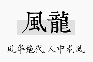 风龙名字的寓意及含义