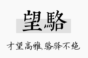 望骆名字的寓意及含义