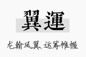 翼运名字的寓意及含义