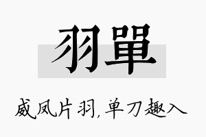 羽单名字的寓意及含义