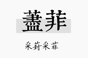 荩菲名字的寓意及含义